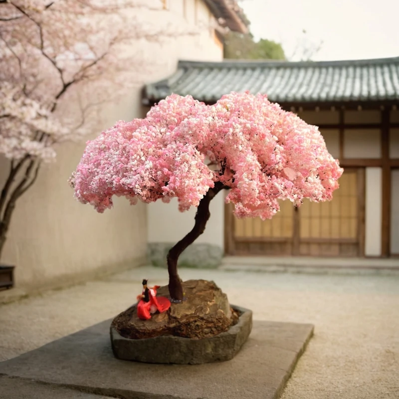 

Cherry Tree Bending Shape Floor Model, Hand Decoration, Dead Wood Base, Creative Landscape, DIY, Can Be Customized