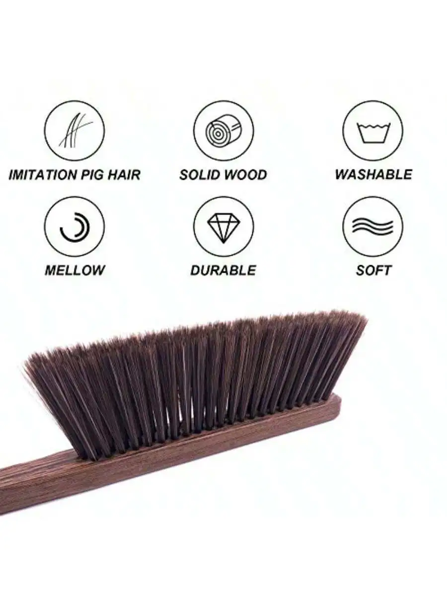 

Wooden Handle Hand Broom With Soft Bristles For Car Bed Couch Furniture Dusting Cleaning
