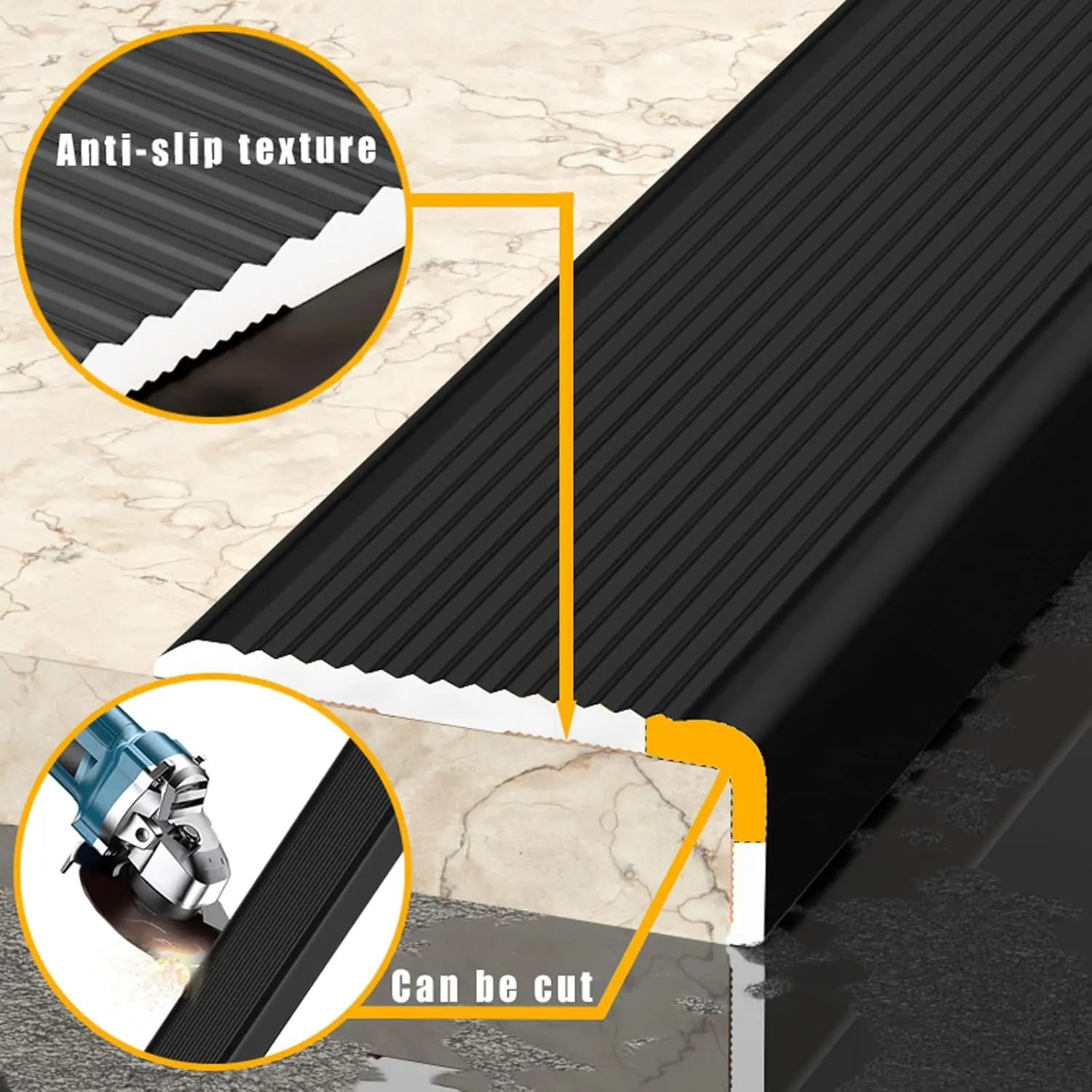 Faixa Antiderrapante de Liga de Alumínio para Escadas 20x40mm 90cm 5 Peças 4 Cores, Acabamento Antiderrapante para Degraus Internos e Externos