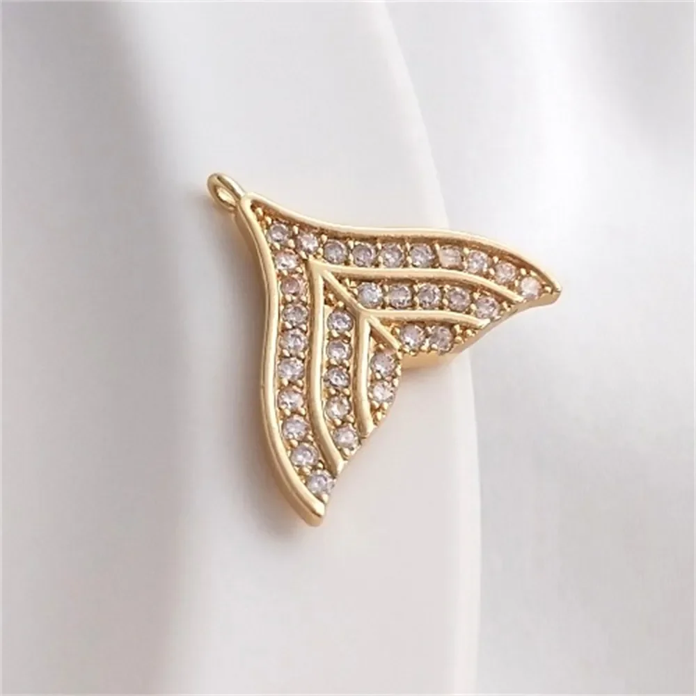 

14K Gold Package Fashion New Zircon Whale Tail Mermaid Tail Pendant Handmade DIY Head Jewelry Pendant K180