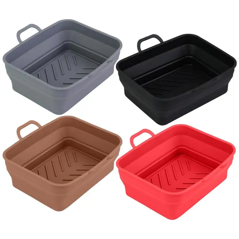 Air Fryer Pan Silicone Tray Foldable Oven Baking Tray for Ninja AG301 Foodi Basket Reusable Liner Dish Kitchen Accessories