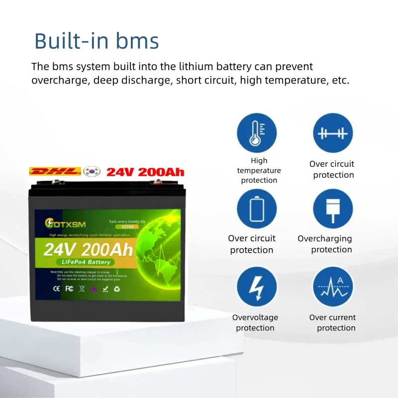 

32700 150AH LiFePO4 Battery 24V BMS Rechargeable Lithium Bateria Pack for Camping Car Solar System Home Storage