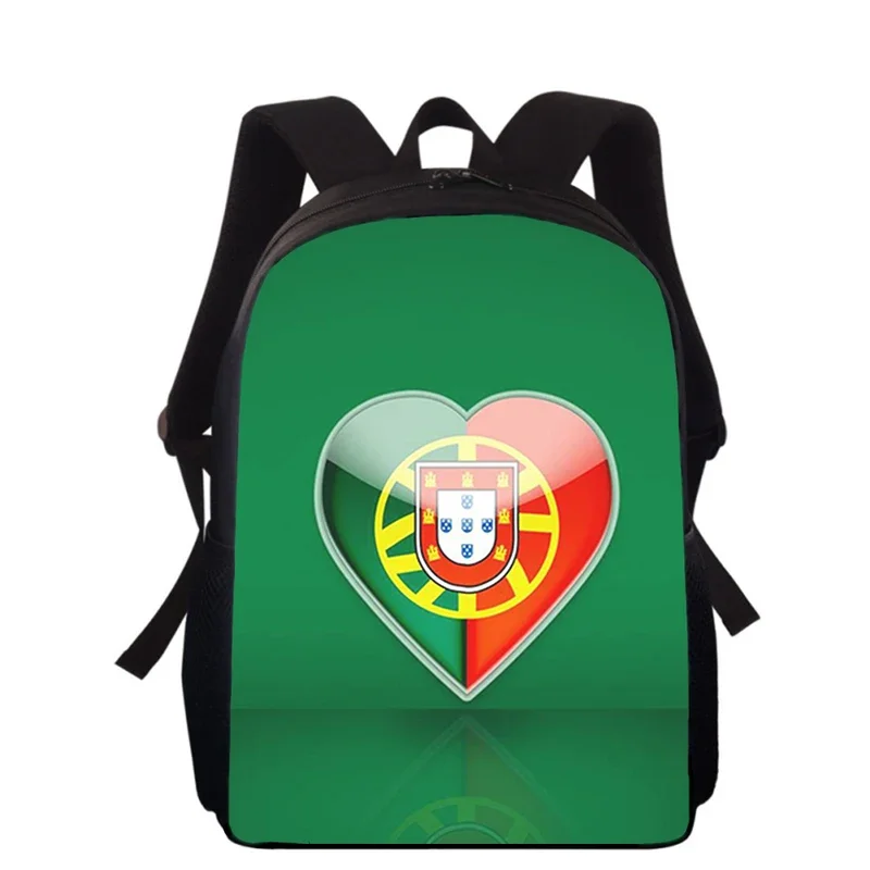 Portugal Flag 16" 3D Print Kids Backpack Primary School Bags for Boys Girls Back Pack Students School Book Bags