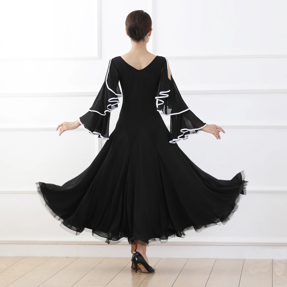 Flared Sleeves Modern Dance Adult Women Clothes Big Hem National Standard Performance Dress Ballroom Waltz Jazz Competition Cost