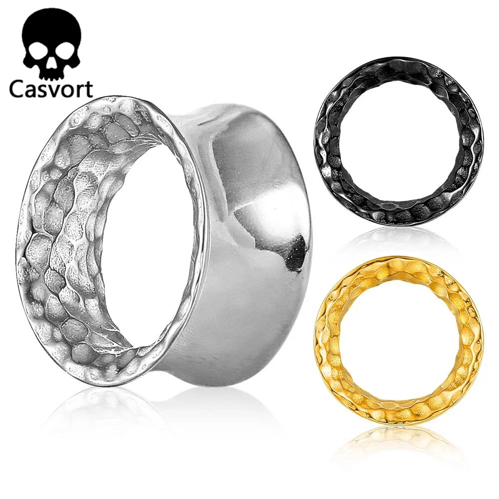 Casvort 2PCS 316L Edelstahl Hammer Ohr Tunnel Plugs Bahre Studs Piercing Körper Schmuck Unisex Hip-Hop Punk Neue