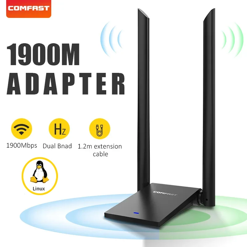 

COMFAST 1900Mbps USB Wifi Adapter RTL8814AU Dual Band 2.4/5.8G Wireless Network Card Receiver High Speed Wifi Antenna adaptador