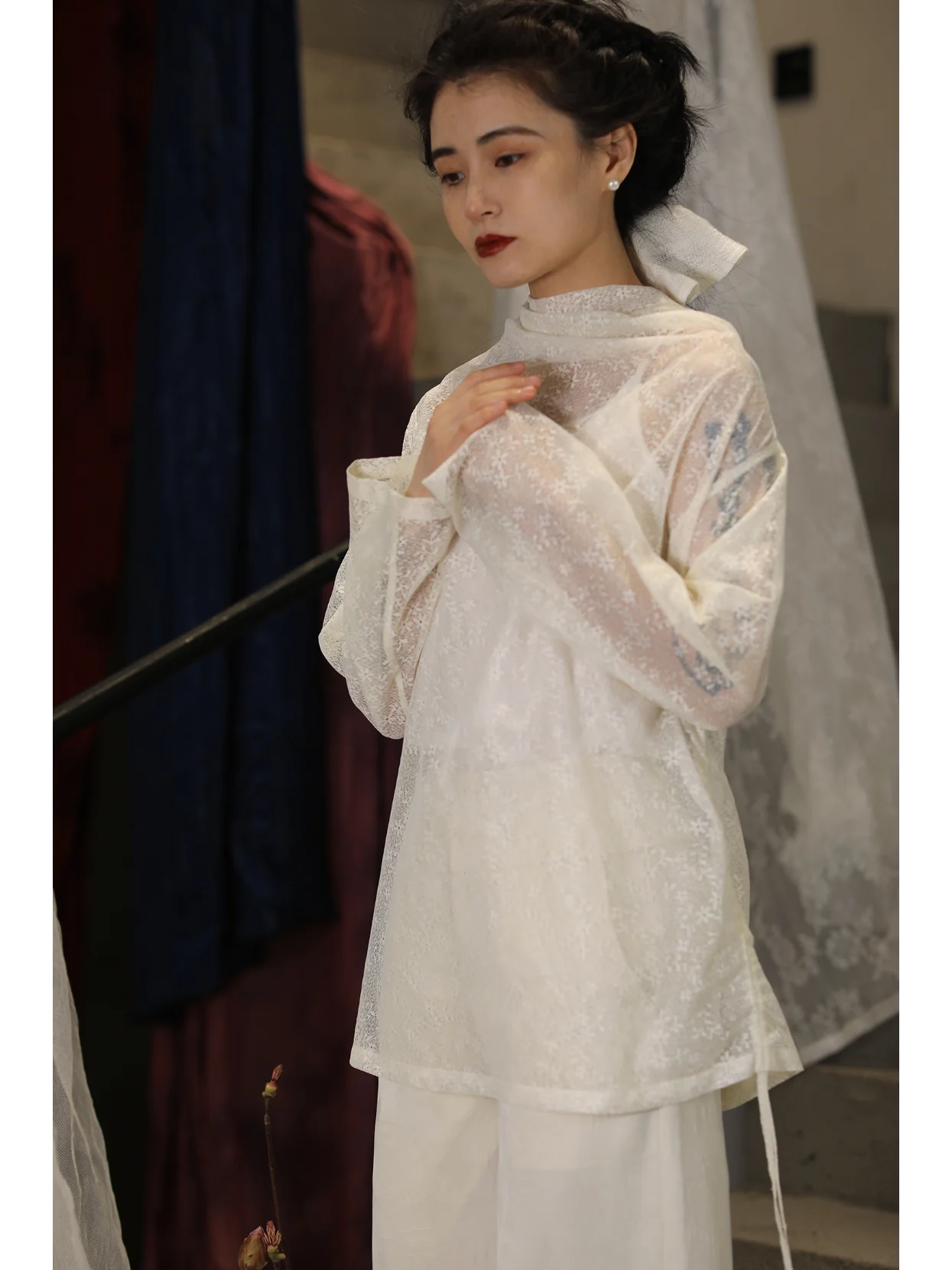 

Многофункциональный женский топ Ninth Cloud с рюшами, полупрозрачный, с защитой от морщин, высококачественный, кружевной, как базовый слой или накидка