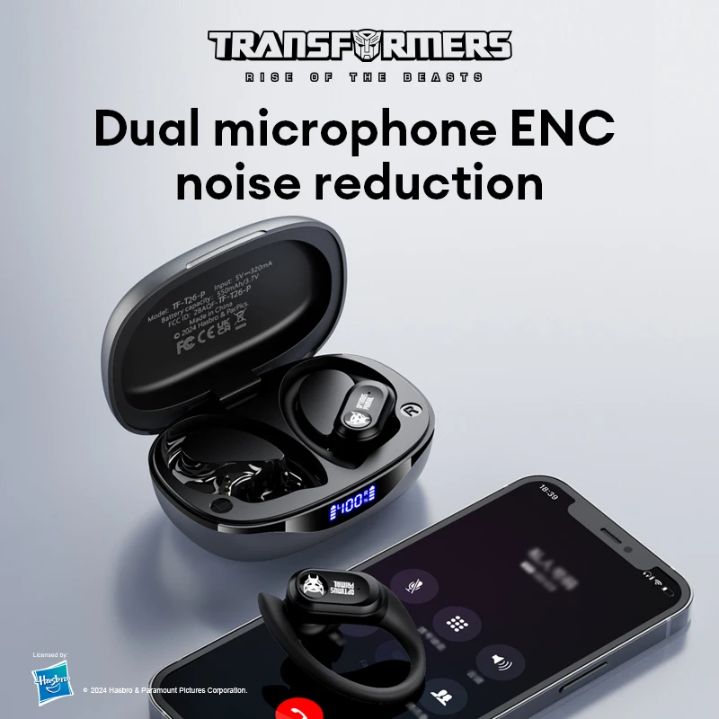 TRANSFORMERS TF-T26 Pro Earhook Wireless Earphones Noise Reduction HiFi Music Earbuds Long Endurance Sport LED Display Headphone