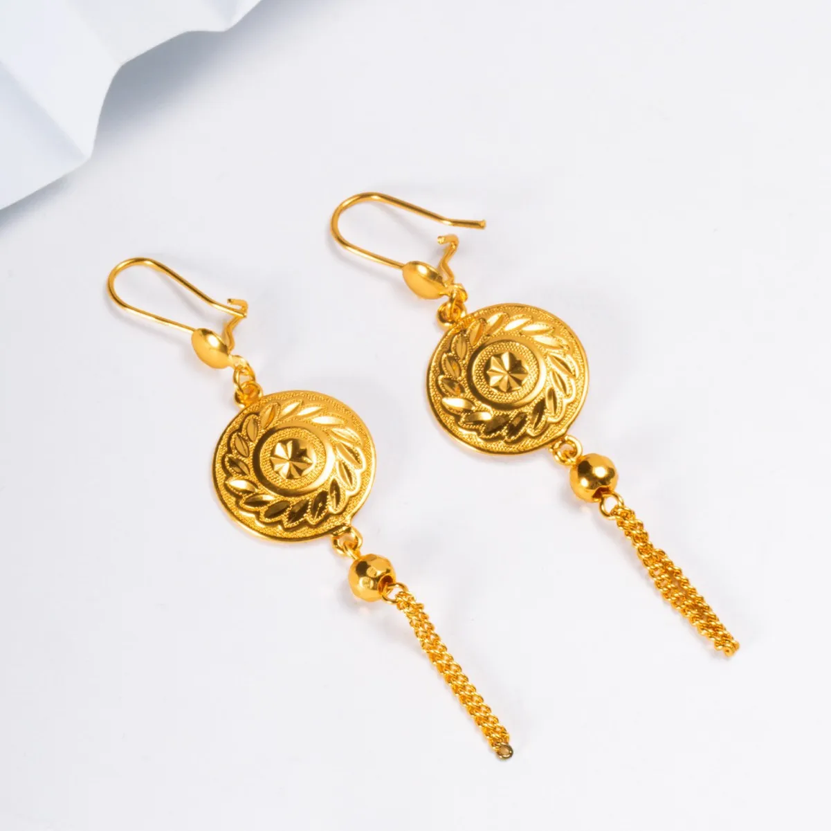 9999 Gold Earrings - High-end, niche-style earrings for women. Long-lasting and non-fading fringed ear pendants.