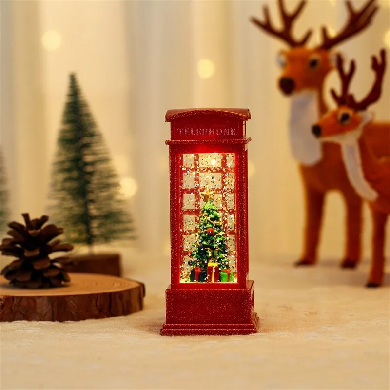 2024 Santa Claus Phone Booth Decoration Christmas Gift Christmas Crystal Ball Ornaments Led Lights Merry Christmas Decoration