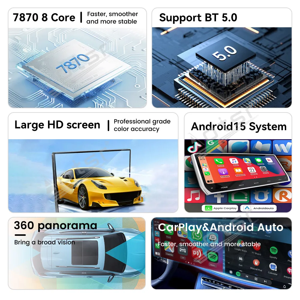 المزدوج 10.1 بوصة السيارات carplay أندرويد 15.0 لفولكس واجن T-Roc 2023 - 2024 راديو السيارة مشغل وسائط متعددة نظام تحديد المواقع ستيريو اللمس رئيس وحدة