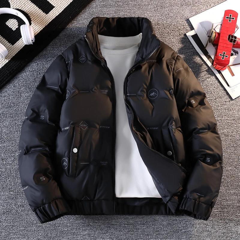 المألوف الشتاء الرجال سترة قطن معطف الرجال سميكة الدافئة مشرق اللون الرجال الوقوف طوق السراويل سترة الخبز #2