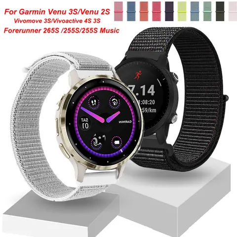 18mm Nylon Loop For Garmin Venu 3S/Venu 2S Sport Watchband Bracelet For Garmin Forerunner 265S/255S/255S Music/Vivoactive 4S 3S
