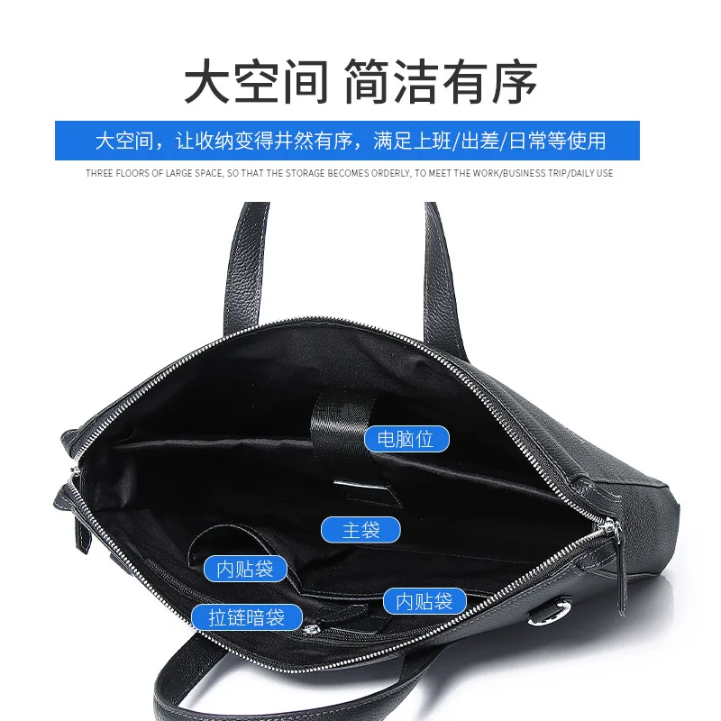 Business High-end Office Commuter Laptop Luxury Man Bag Handbag Multi-functional Top Layer Cowhide Premium Briefcase Men's