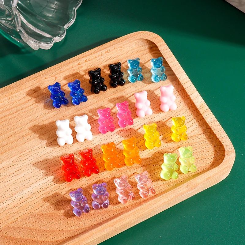 Cute Candy Colors Gummy Bear Stud Earrings for Women Girls Animal Earrings Party Holiday Jewelry Gifts