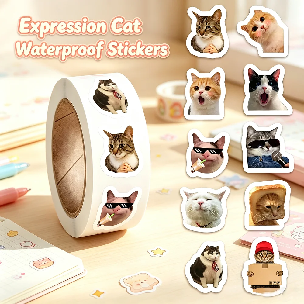 Funny Cat Meme Stickers Decals Self Adhesive for Laptop Water Bottle Guitar Suitcase Scrapbooking Packaging Decor Cat Lover Gift