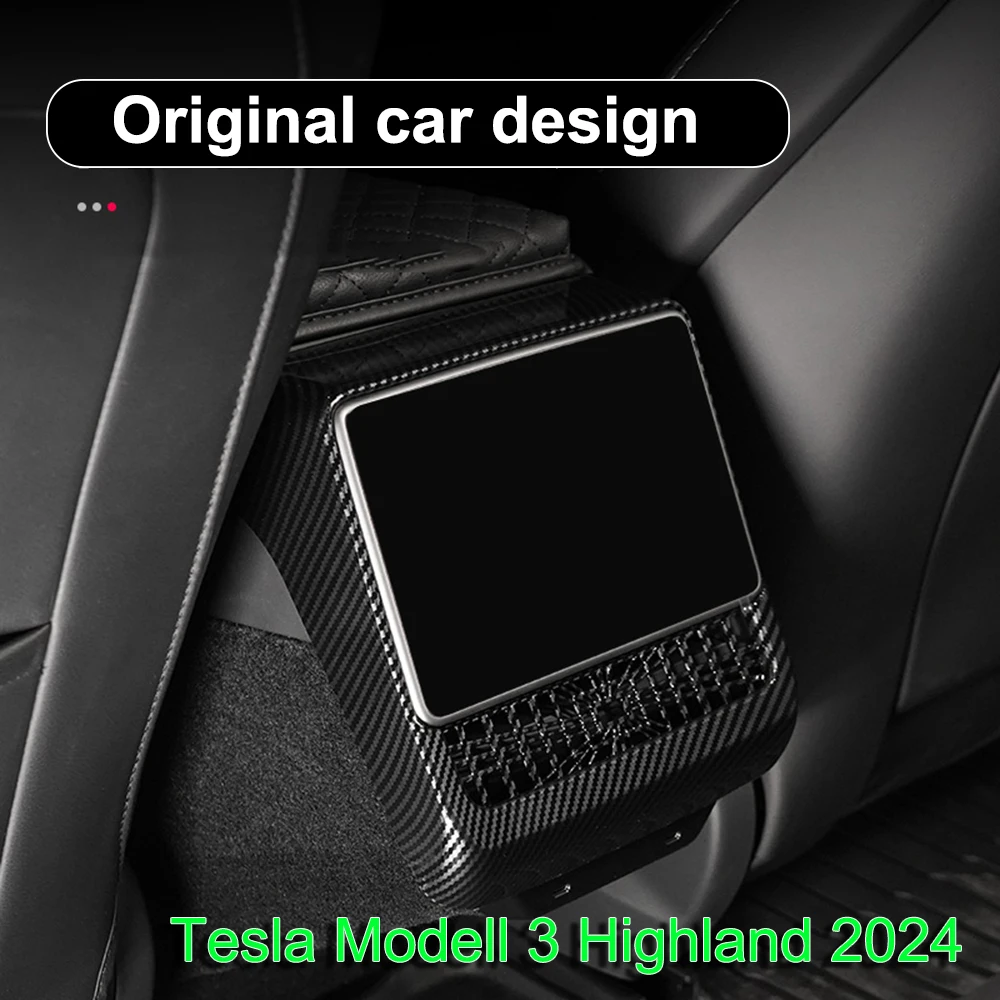 

For Tesla Model 3 Highland 2024 Rear Center Console Air Outlet Cover Screen Vent Outlet Dust Cover ABS Carbon Fiber Accessories