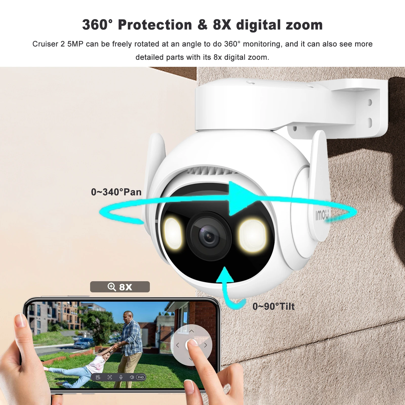 IMOU Cruiser 2 PTZ IP Camera 5MP/3MP WiFi Outdoor Full color Night Vision Smart Home Human Vehicle Detection IP66 Camera