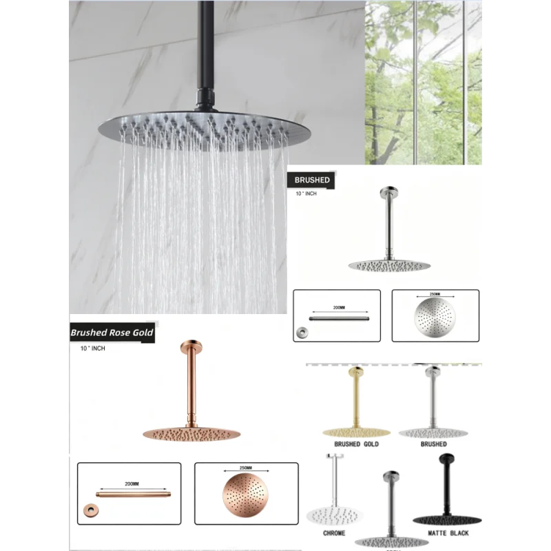 High Pressure Waterfall Stainless Steel Shower Head High Flow 10