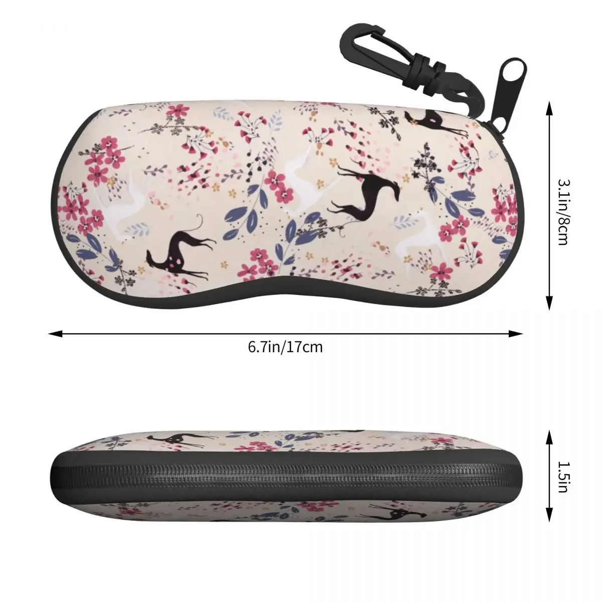 Custom Greyhound Sighthound Flower Love Shell Eyeglasses Case Fashion Animal Whippet Dog Glasses Case Sunglasses Box Pouch