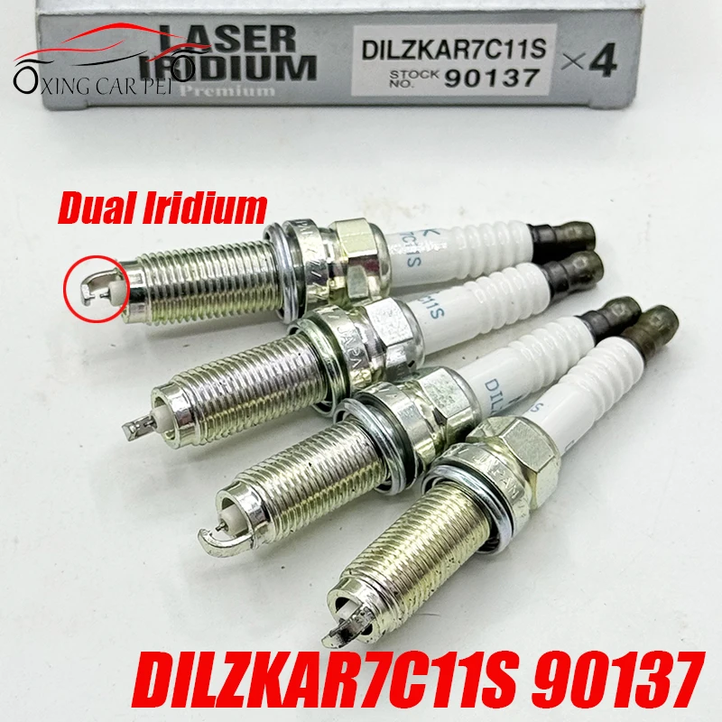 4pcs DILZKAR7C11S 90137 Dual Iridium Spark Plug for Honda Fit HR-V 1.5L JAZZ 1.3L DXE22HCR11S VFXEHC22G 12290-5R0003