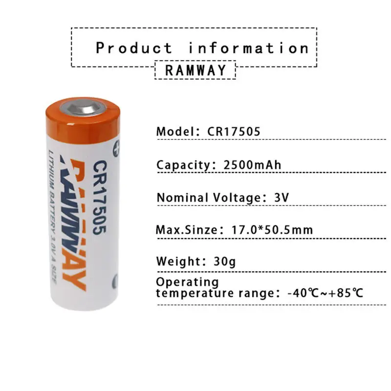 CR17505 2300mAh 3V primaire lithiumbatterij voor slimme watermeters, rookmelders, GPS-locators, IoT-apparaten