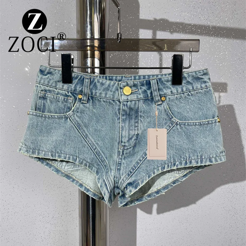 [ZOCI] Focus Summer New Girl Sexy Tight Slim Casual Hot Pants Low Waist Ultra Short Denim Shorts Trend