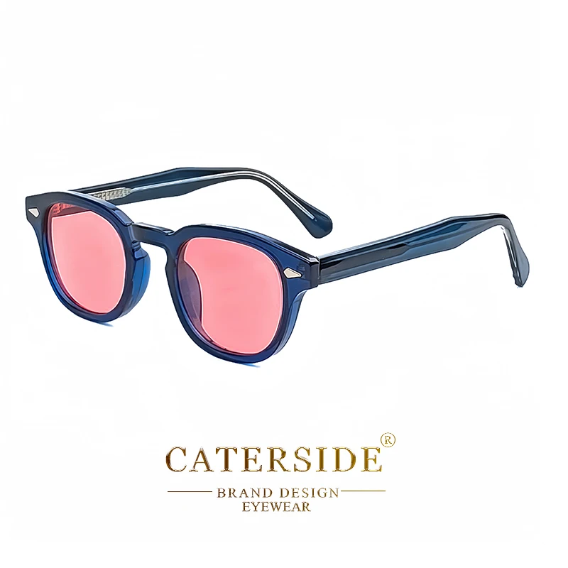 CATERSIDE Retro Runde Männer Sonnenbrille Punk Propionsäure Pin Tempel Luxus Sonnenbrille Frauen Sport Freizeit Party Brillen UV400 – Detail 12