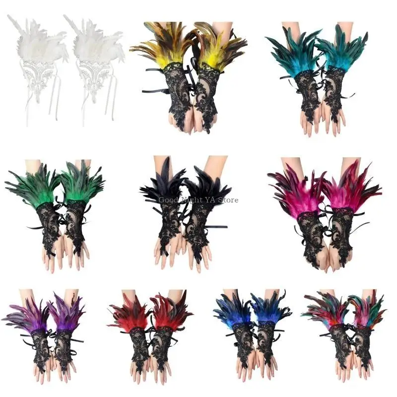 

Wedding Gloves Beaded Wrist Cuffs Bride Hair Accessoies Gothic Black Gloves