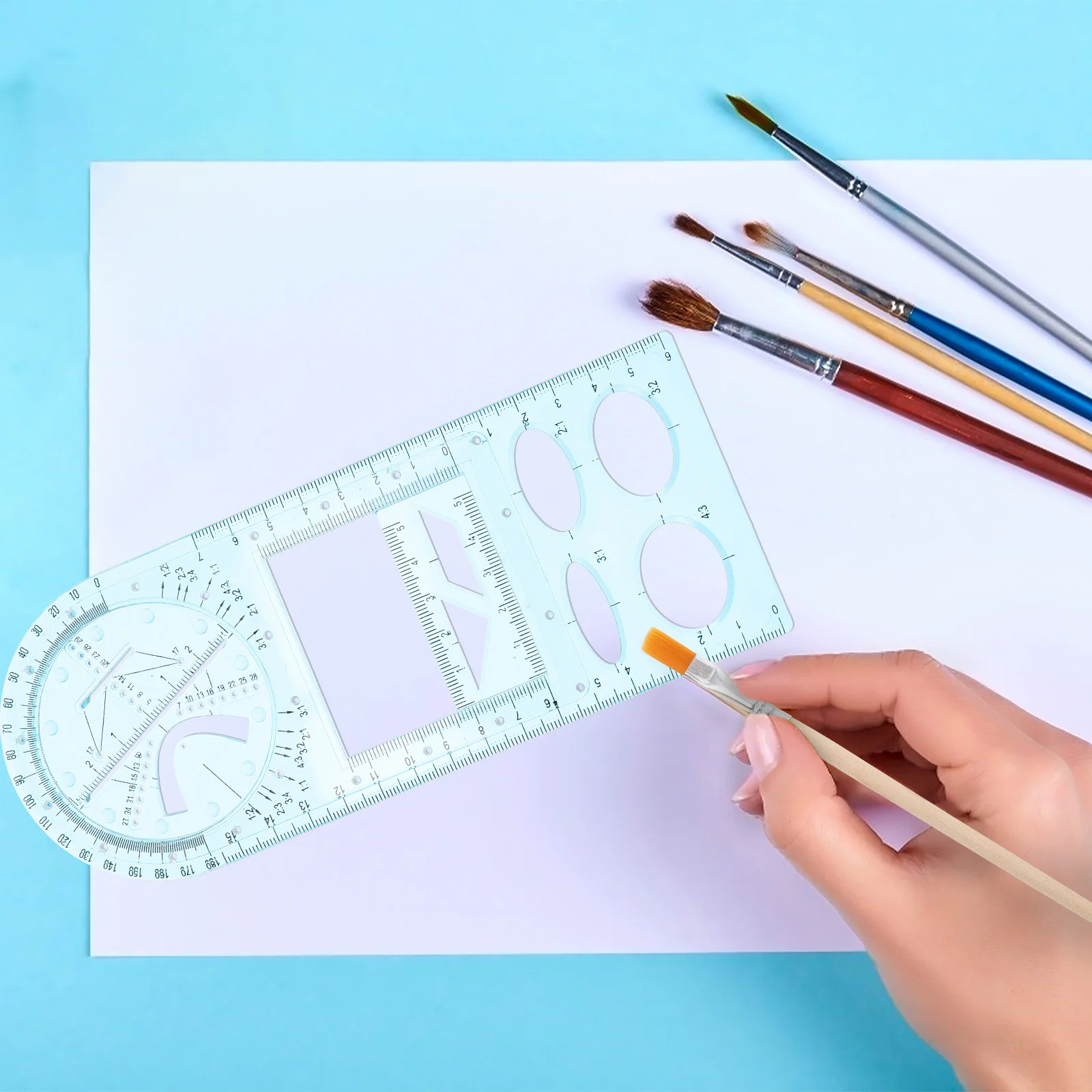 Drawing Template Rulers Plastic Geometric Ruler For School Students Multifunctional Measuring Draft Tool Geometry Math