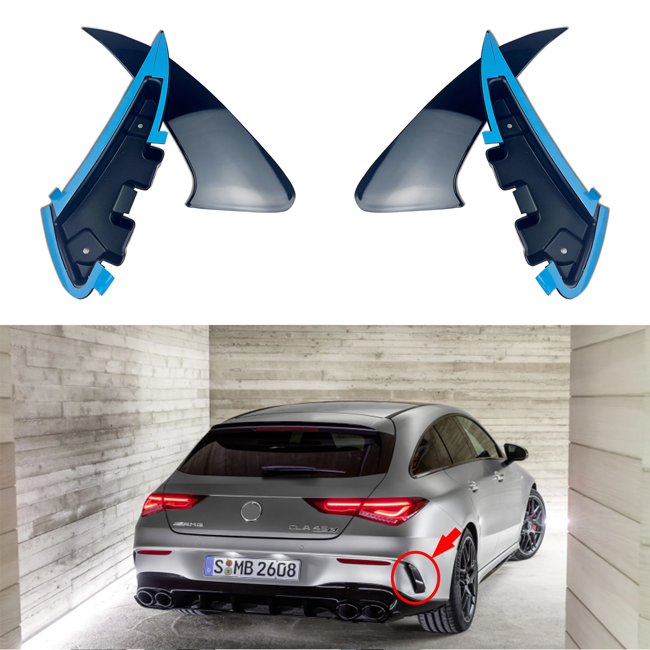 C118 Rear bumper spoiler for Mercedes CLA class W118 2019-2020 CLA250 CLA180 CLA200 ABS Trim 2 Pcs CLA45 Style