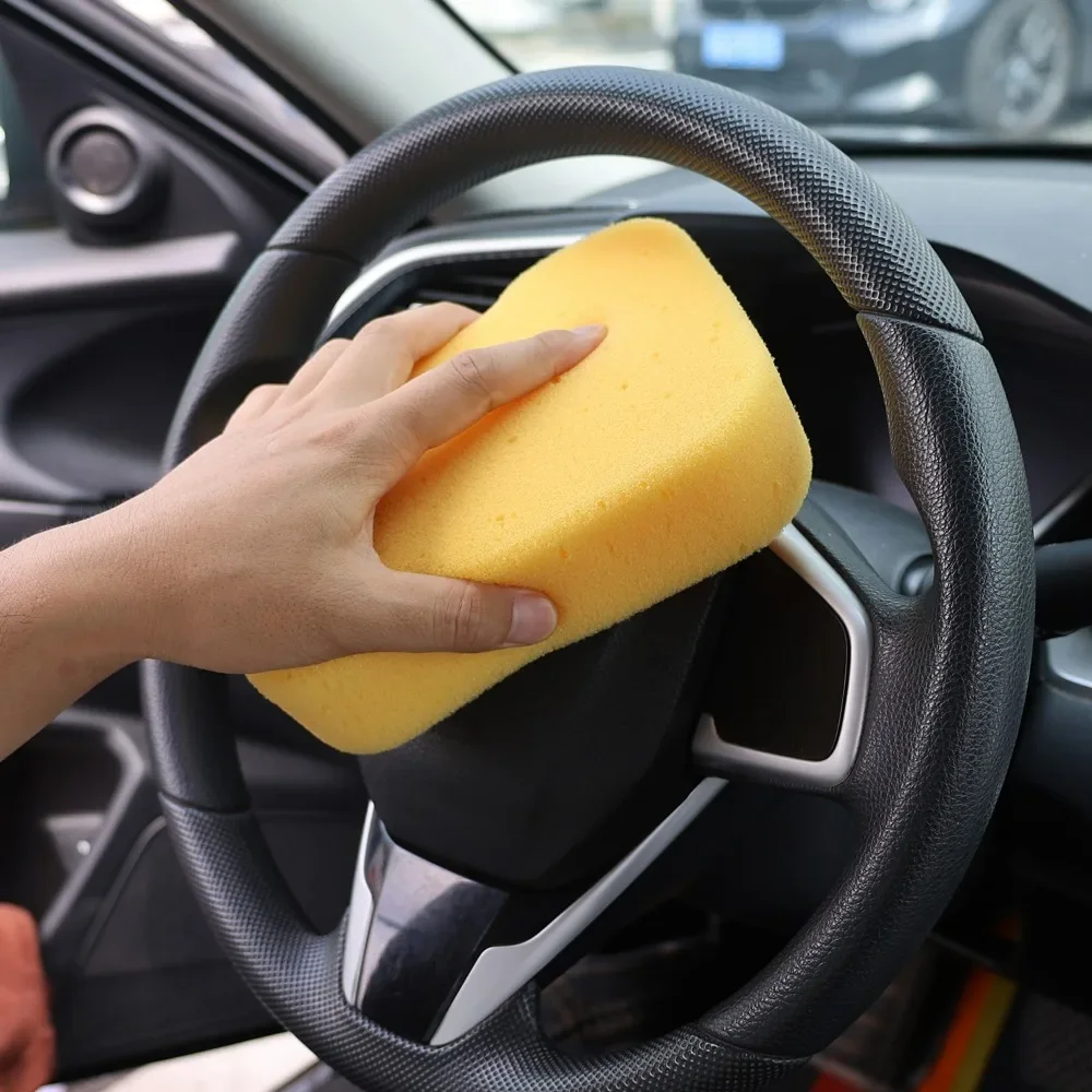 Großer Autowaschschwamm, Mehrzweck-Wabenschwammblock mit hoher Dichte, gelber Wabenschwammblock für die Reinigung von Wachsnahten im Automobilbereich – Detail 12
