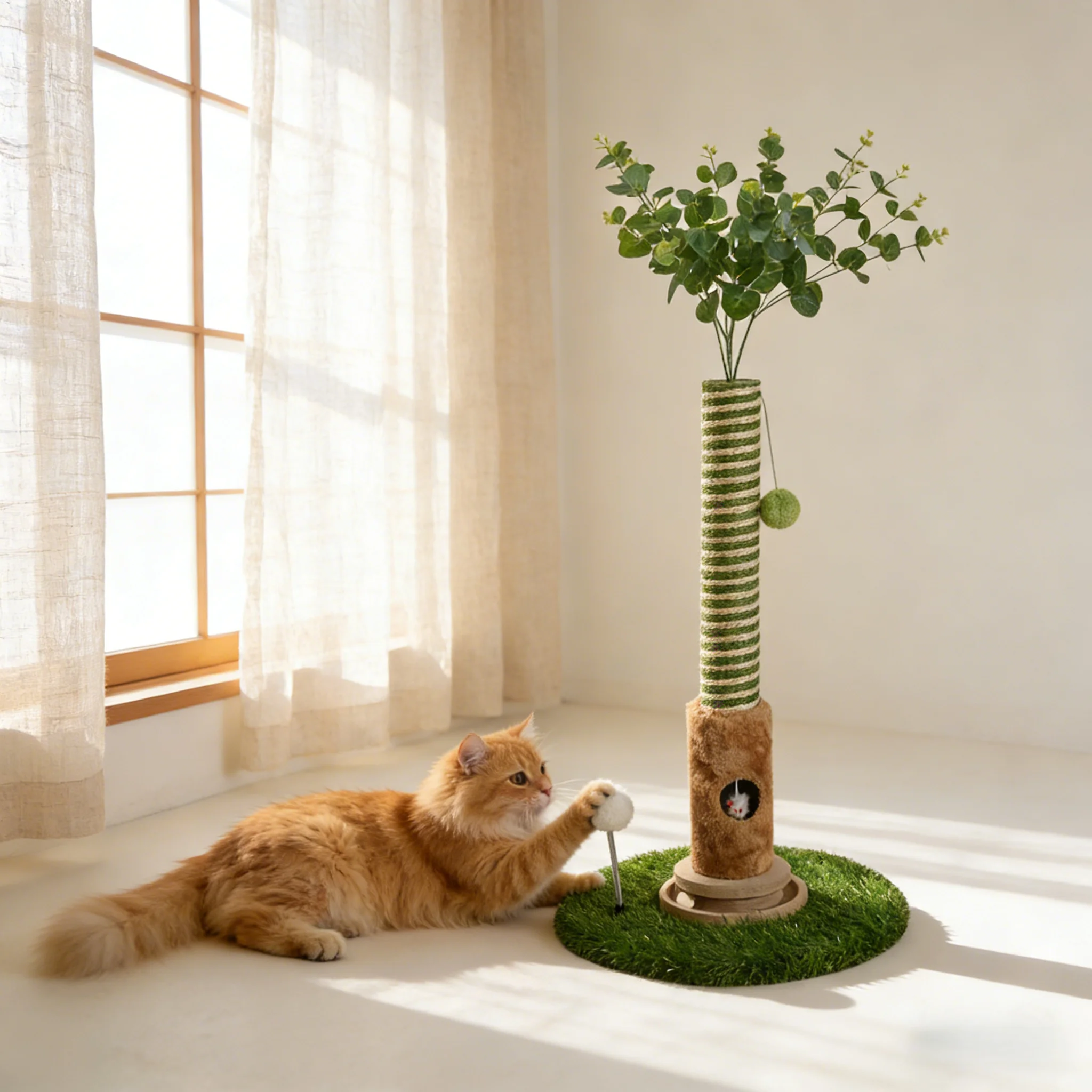 

Cross-border Shengze Sisal Cat Tree Modern Minimalist Cat Scratching Post Vertical Space-saving 90cm Indoor Living Room Cat
