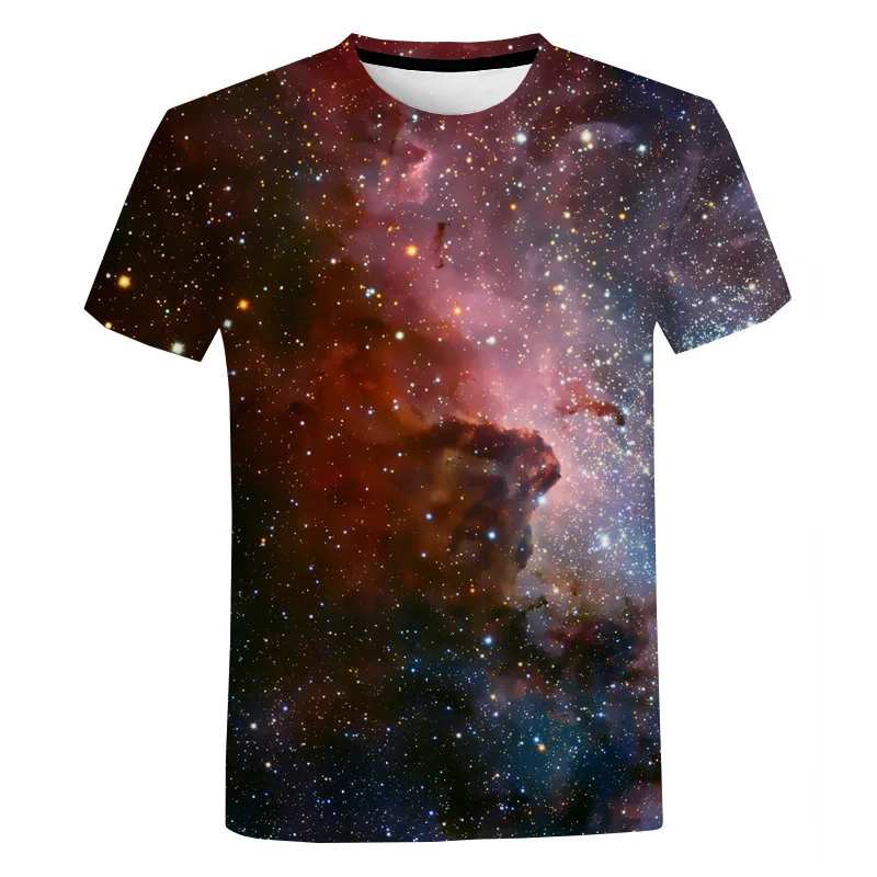 Milky Way Galaxy Space 3D Print T Shirt Oversized Haikyuu Graphic Men Women Kids Fashion Crewneck Tops Tees Fashion Streetwear