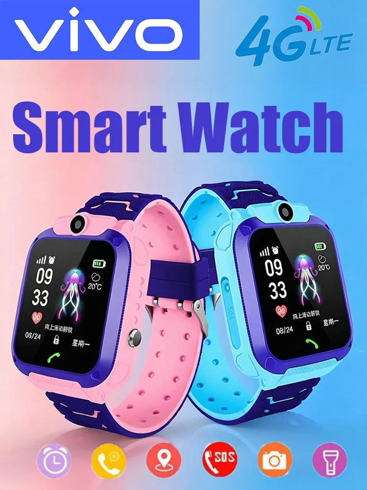 VIVO 2027 Nowy 5G Smartwatch dla Dzieci z GPS, Kartą SIM, Funkcją Dzwonienia, Kamerą, Wodoodporny Zegarek dla Chłopców i Dziewczynek, Idealny na Prezent — 2