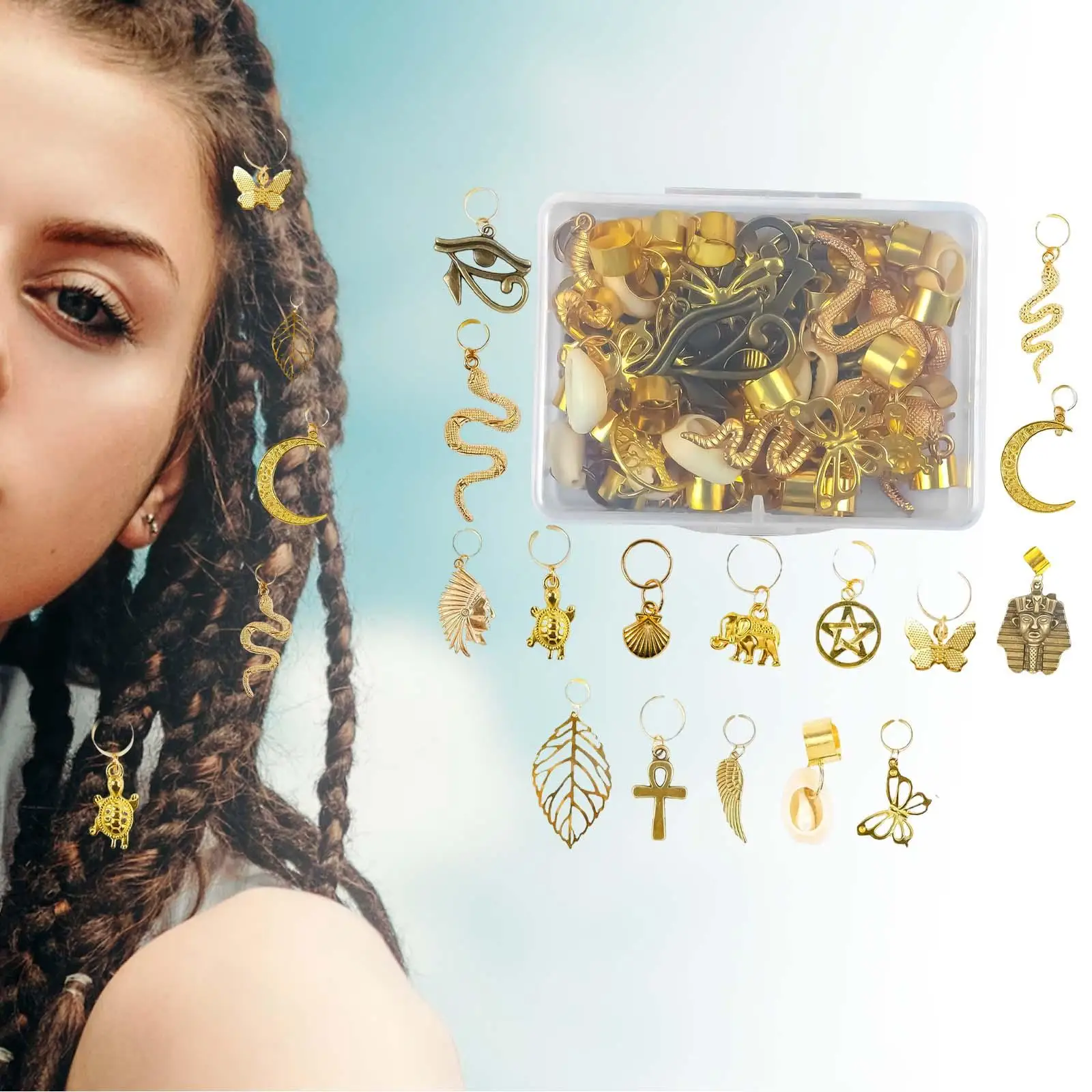 40 Pieces jewelry Decoration Braids Accessories Charms Reusable Pendants Braiding Coils for Fashion Show Daily Wear Party