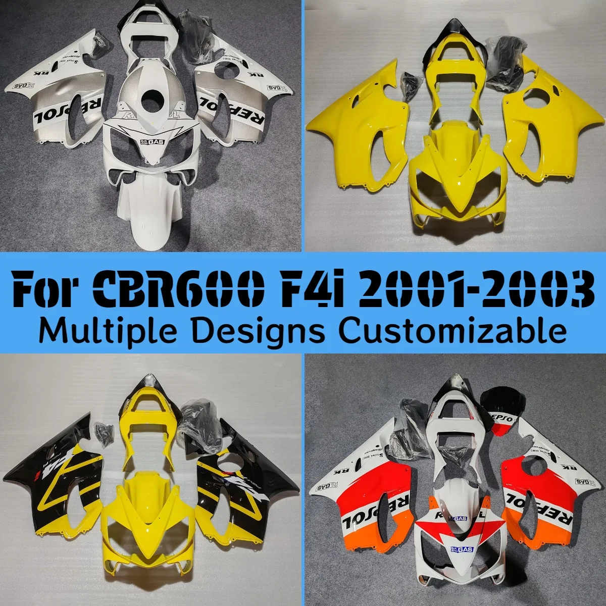 Free Custom Fairings for Honda CBR 600 F4i 2001 2002 2003 Motorcycle Bodywork Fairing Kit CBR600F4i 01 02 03