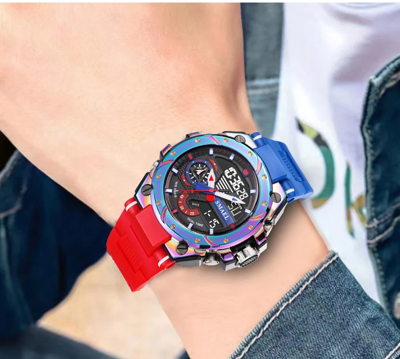 SMAEL Sport Quartz Watches LED DisplayShock Resistant 50M Waterproof Alarm Clock Analog Digitals 8060 For Men S21e3b09d636843ec99b485b1041eb7c47