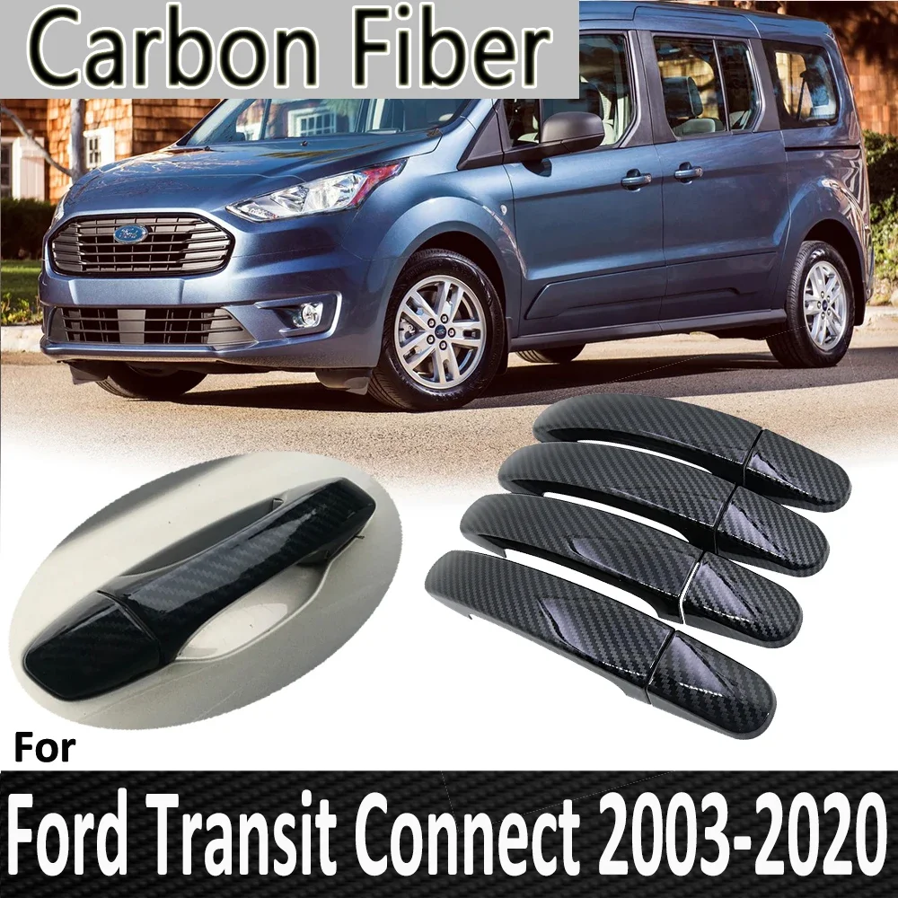 

Черное углеродное волокно для Ford Transit Connect MK2 Wagon 2013 2014 2015 2016 2017 2018 2019 2020 крышка дверной ручки автомобильные аксессуары