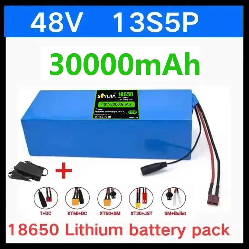 13S5P 48V 30Ah Rechargeable Lithium Battery Pack 18650 3000W,For Electric Bicycles Motorized Scooter Backup Solar Power Storage