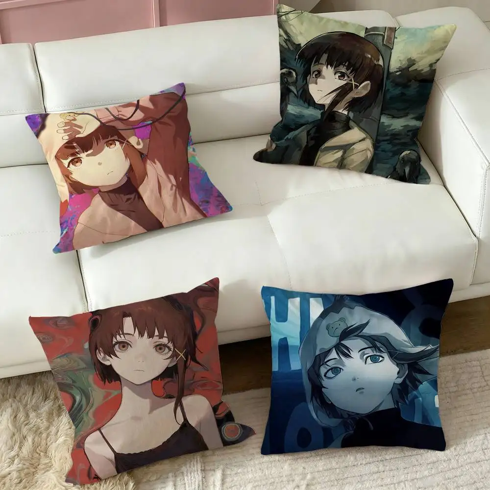 S-Serial Experiments Lain Iwakura  Square Double-Sided printed Pillow Case Bedroom Bedside Pillow Sofa Cushion Cover
