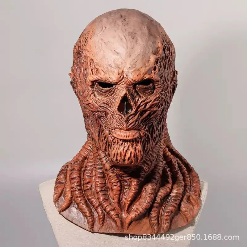 Vecna Cosplay Mask Adult Horror Latex Full Head Helmet with LED Red Eyes Halloween Party Scary Costume