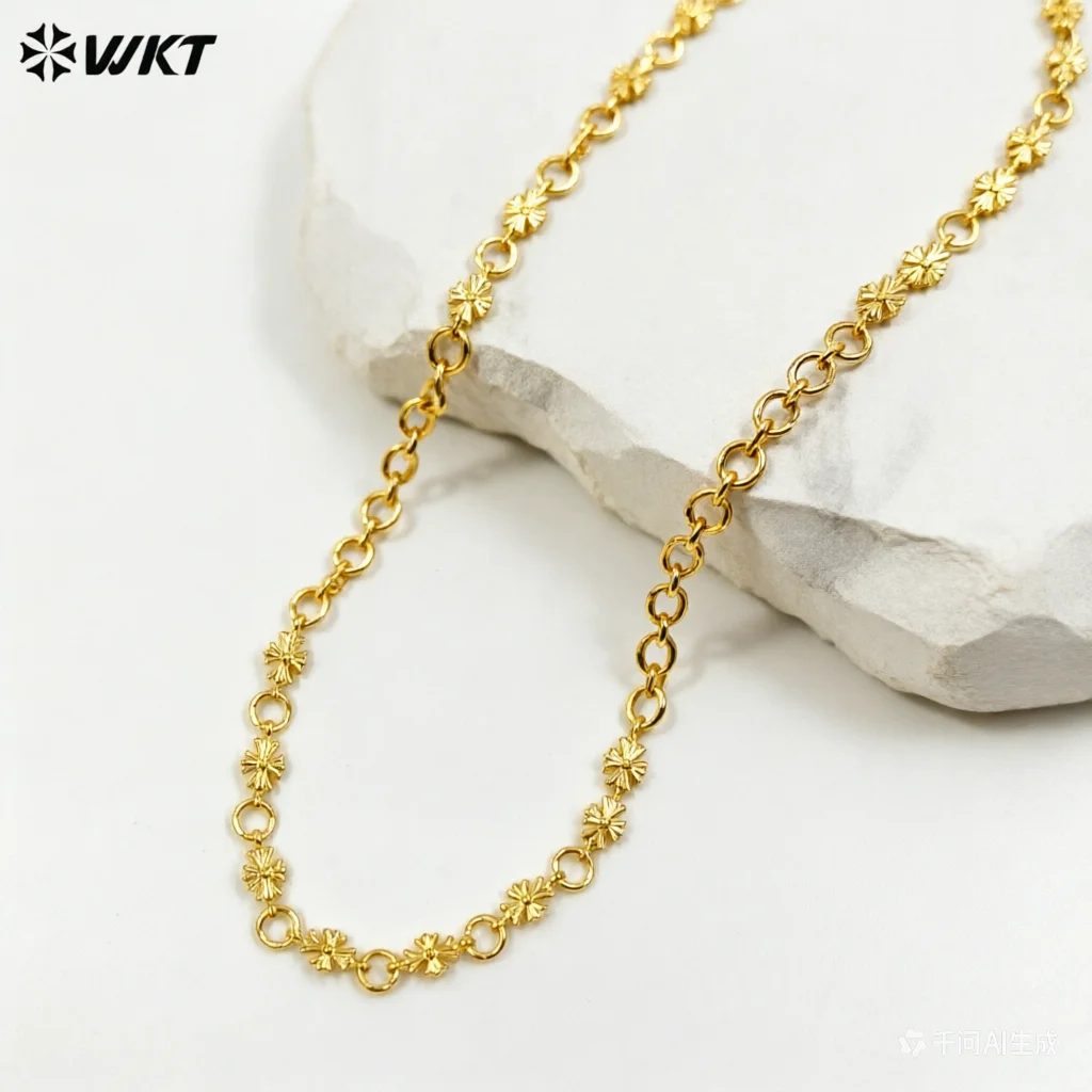 

WT-BC264 Изысканные цепочки из желтой латуни с позолотой 18K в форме круга и креста для женщин, для изготовления металлических ожерелий и браслетов.