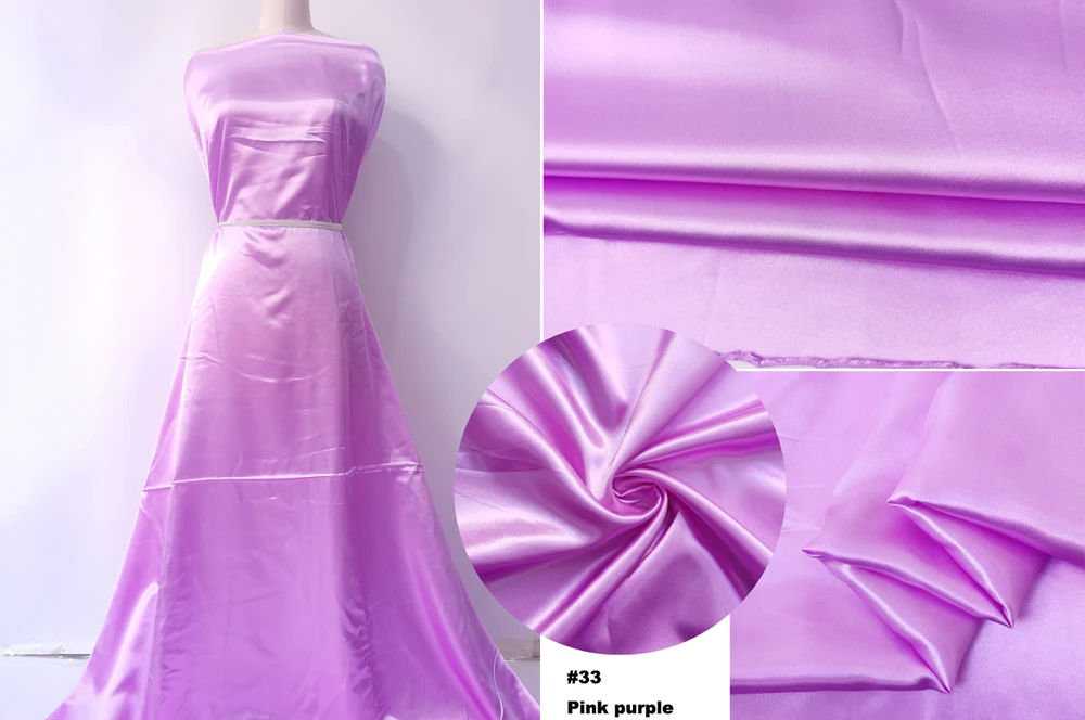 Solid Satin 58" Wide | 1Meter | 2Meters | 5Meters | Silky Charmeuse Scarf Craft DIY Fabric Purple image 3