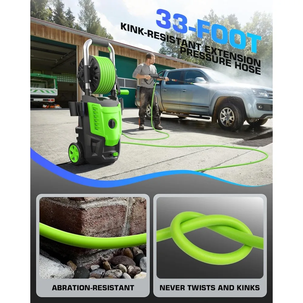 Portable Power Cleaner with 4 QC Nozzles and Soap Bottle, Cleaner Machine for Cars/Home/Driveways/Patios/Decks