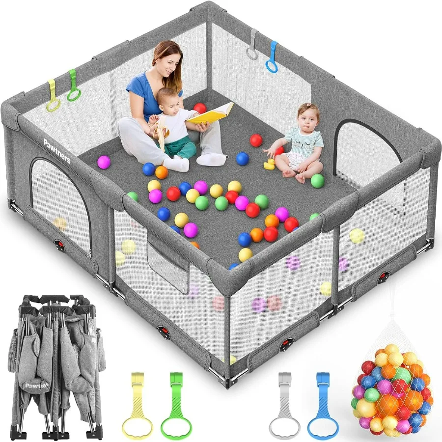 Box pieghevole per neonati e bambini piccoli: 71 Lx 59 Lx 27 H Dimensioni esterne Grande cortile da gioco portatile per interni ed esterni