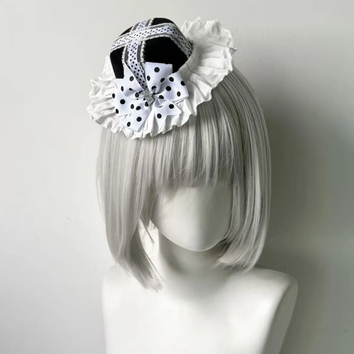 Polka Dot Bowknot Y2K Women's Mini Top Hat Hair Clip Japanese Sweet Anime Cute Hair Ornament Lolita Jk New Style Hair Accessory 2