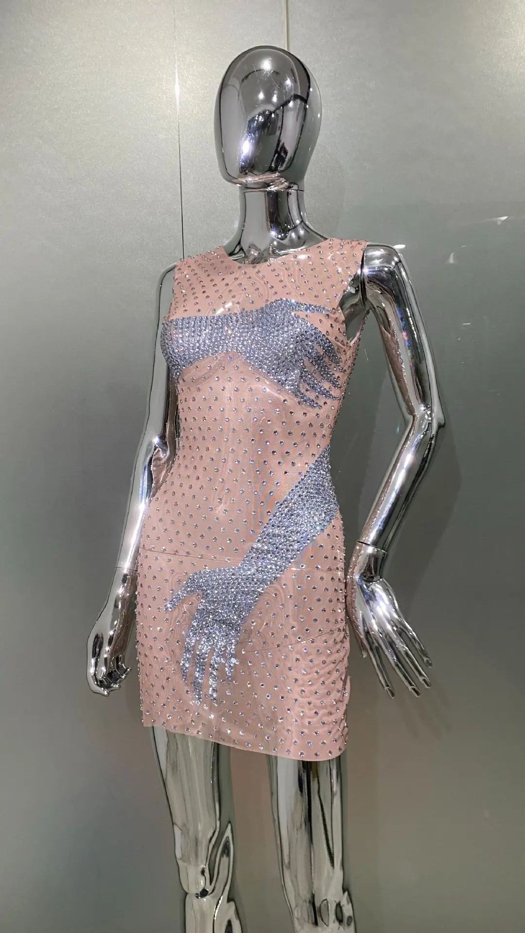 Women's Gorgeous Feather Gradient Sequin One-shoulder Ultra-short Dress Fashion Hot Party Evening Performance Gown Sheer Dresses