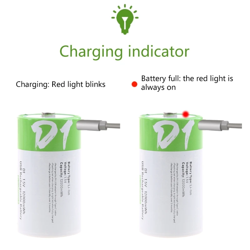 1.5V 12000mWh D Size USB Charging Lithium Rechargeable Battery For Gas Stove