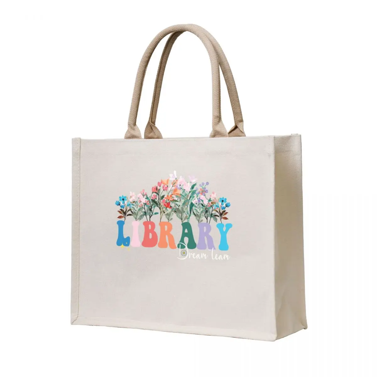 

Dream Library Team Librarian Squad Reading Groovy flower Tote Bag Lady bags tote bag woman hand bag